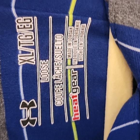 Under Armour Blue and White Striped Polo Shirt - Picture 3 of 9